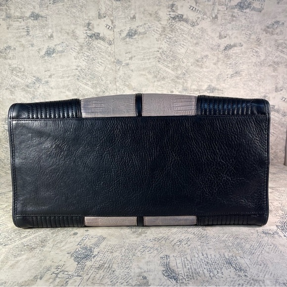 Rebecca Minkoff snake embossed leather pale pink and black structured tote bag - Picture 5 of 15